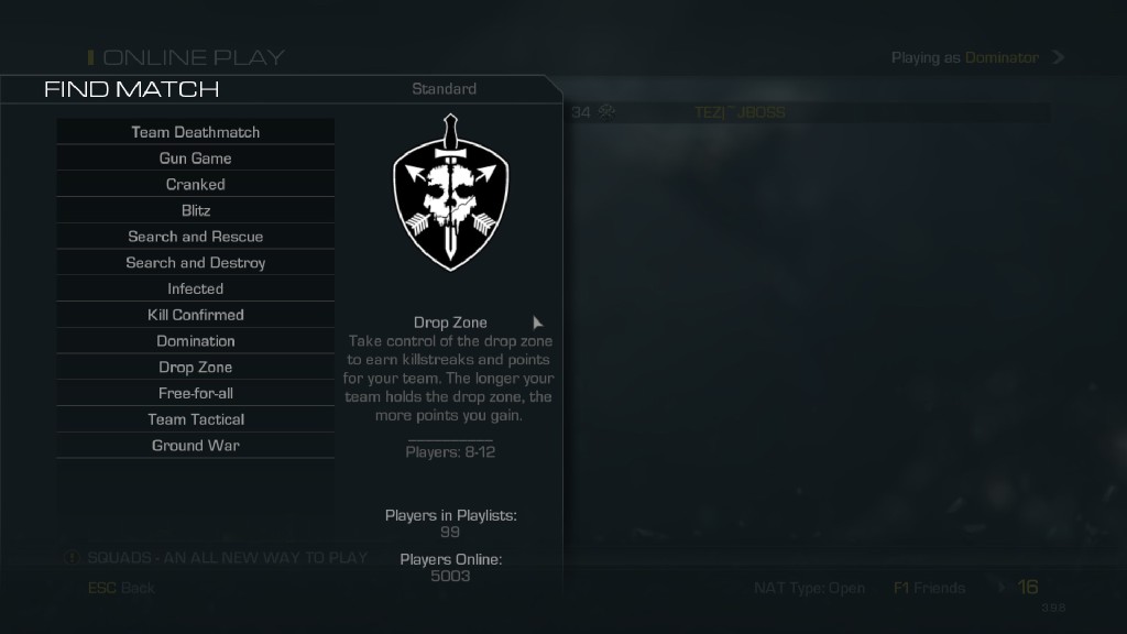 call of duty ghost matchmaking settings